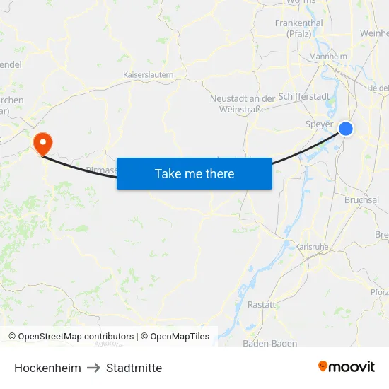 Hockenheim to Stadtmitte map