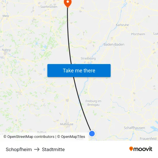 Schopfheim to Stadtmitte map