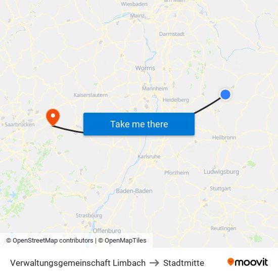 Verwaltungsgemeinschaft Limbach to Stadtmitte map