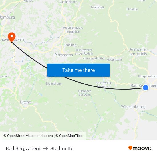 Bad Bergzabern to Stadtmitte map