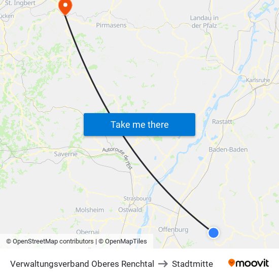 Verwaltungsverband Oberes Renchtal to Stadtmitte map