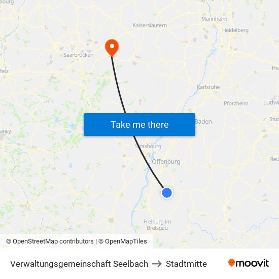 Verwaltungsgemeinschaft Seelbach to Stadtmitte map