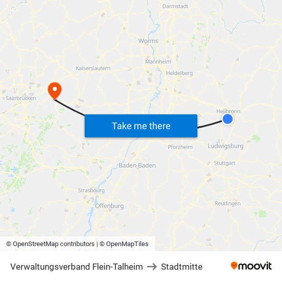 Verwaltungsverband Flein-Talheim to Stadtmitte map