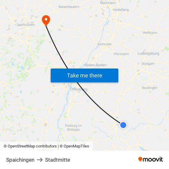 Spaichingen to Stadtmitte map