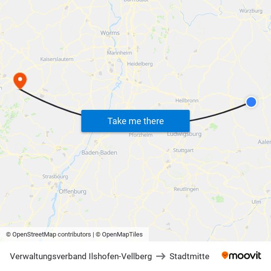 Verwaltungsverband Ilshofen-Vellberg to Stadtmitte map