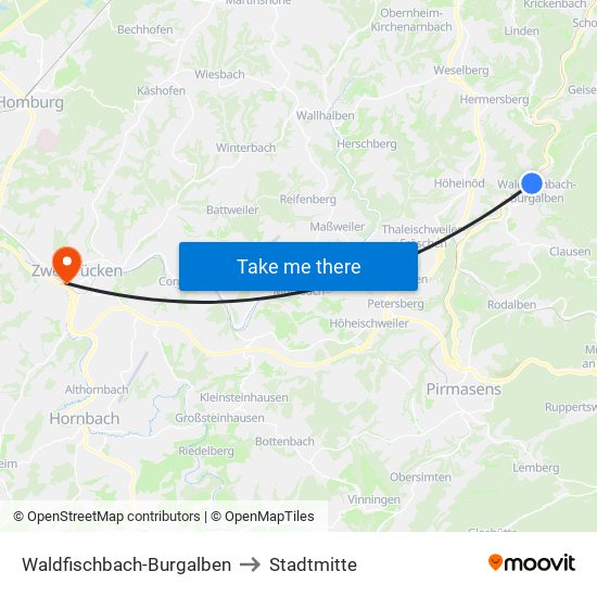 Waldfischbach-Burgalben to Stadtmitte map