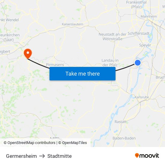 Germersheim to Stadtmitte map