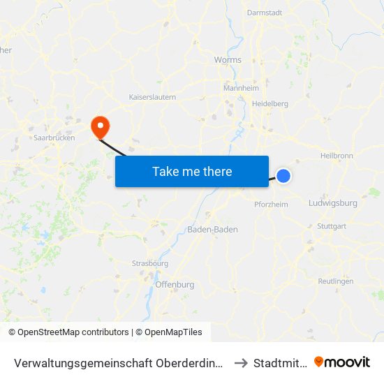 Verwaltungsgemeinschaft Oberderdingen to Stadtmitte map