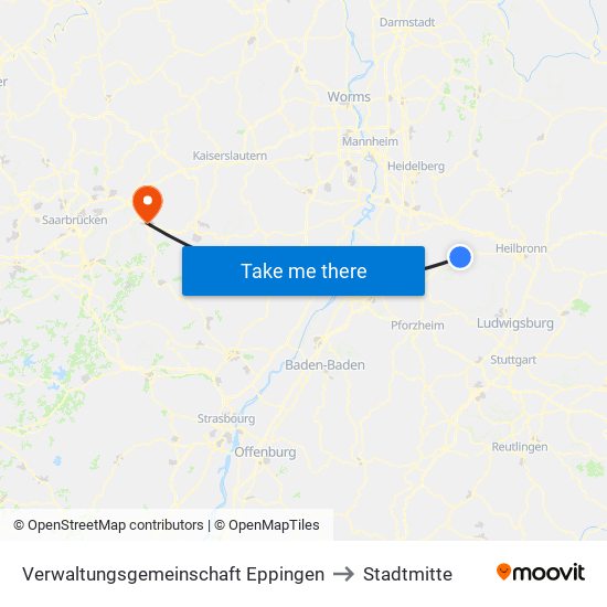 Verwaltungsgemeinschaft Eppingen to Stadtmitte map