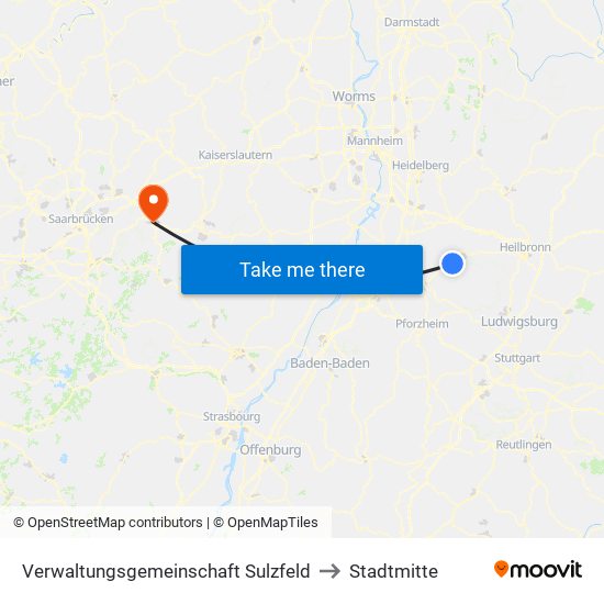 Verwaltungsgemeinschaft Sulzfeld to Stadtmitte map