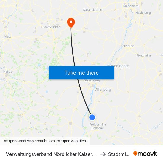 Verwaltungsverband Nördlicher Kaiserstuhl to Stadtmitte map