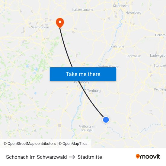 Schonach Im Schwarzwald to Stadtmitte map