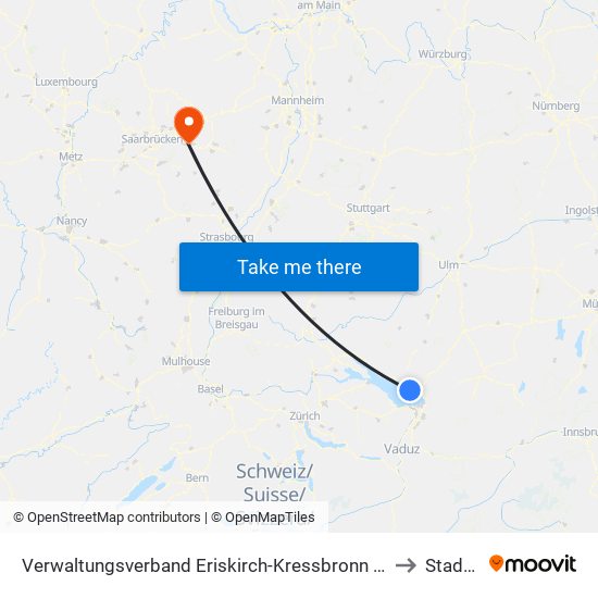 Verwaltungsverband Eriskirch-Kressbronn am Bodensee-Langenargen to Stadtmitte map