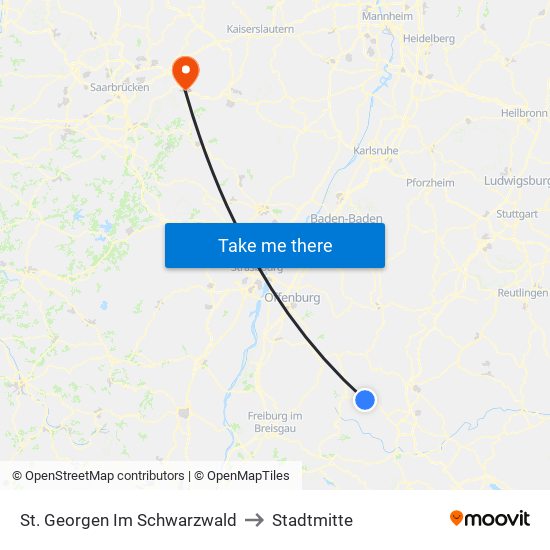 St. Georgen Im Schwarzwald to Stadtmitte map