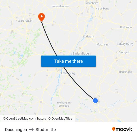 Dauchingen to Stadtmitte map