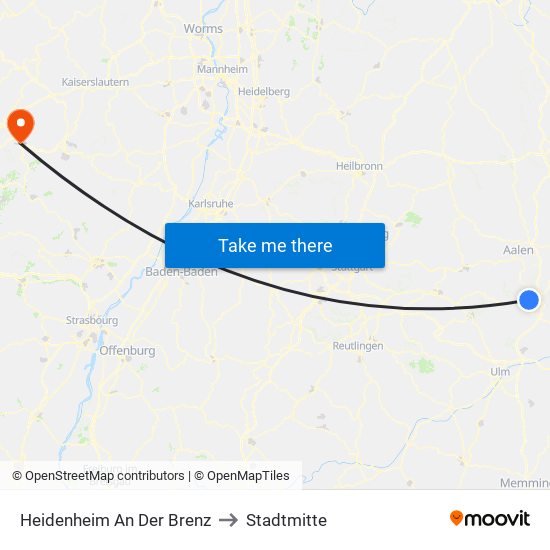 Heidenheim An Der Brenz to Stadtmitte map