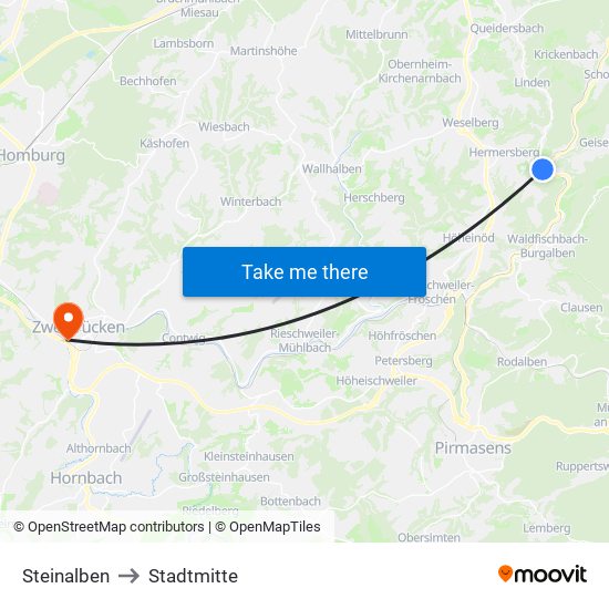 Steinalben to Stadtmitte map
