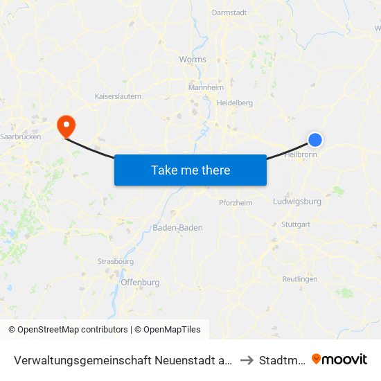 Verwaltungsgemeinschaft Neuenstadt am Kocher to Stadtmitte map