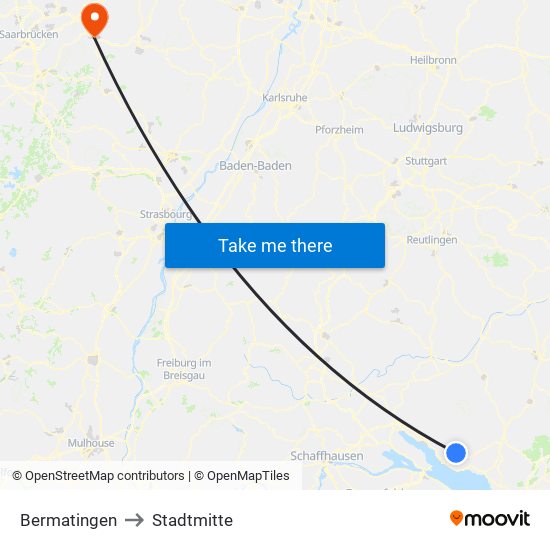 Bermatingen to Stadtmitte map