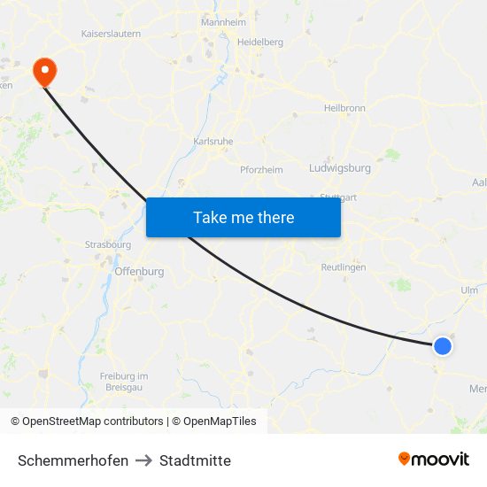 Schemmerhofen to Stadtmitte map