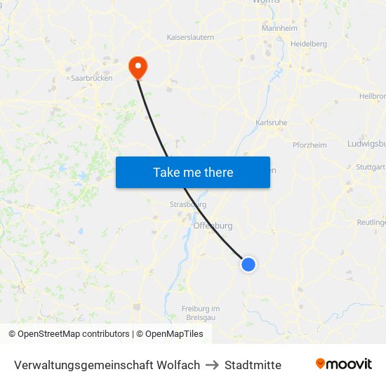 Verwaltungsgemeinschaft Wolfach to Stadtmitte map