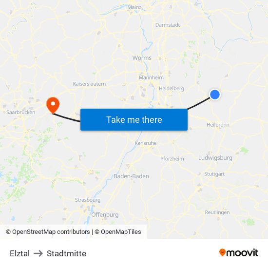 Elztal to Stadtmitte map