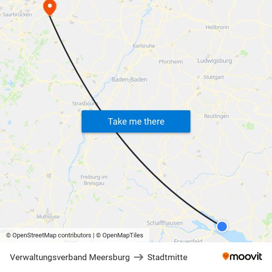 Verwaltungsverband Meersburg to Stadtmitte map