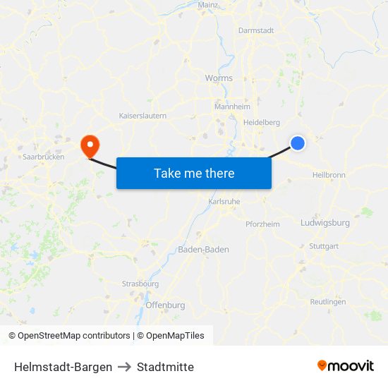 Helmstadt-Bargen to Stadtmitte map