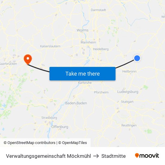 Verwaltungsgemeinschaft Möckmühl to Stadtmitte map