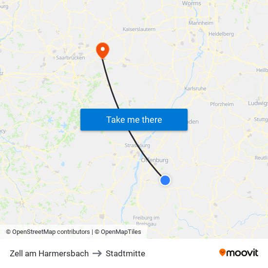 Zell am Harmersbach to Stadtmitte map