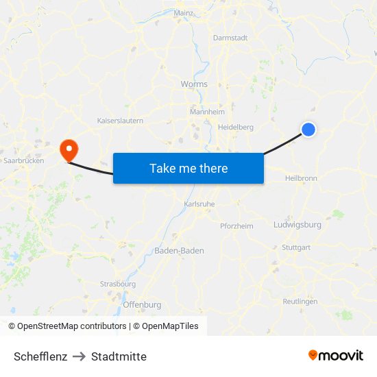 Schefflenz to Stadtmitte map