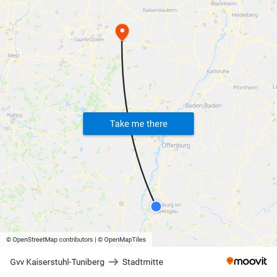 Gvv Kaiserstuhl-Tuniberg to Stadtmitte map