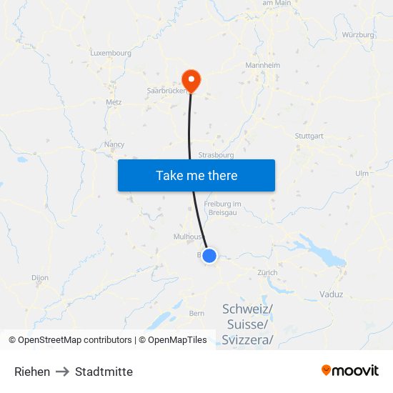 Riehen to Stadtmitte map