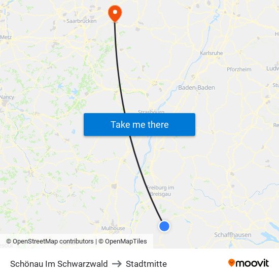 Schönau Im Schwarzwald to Stadtmitte map