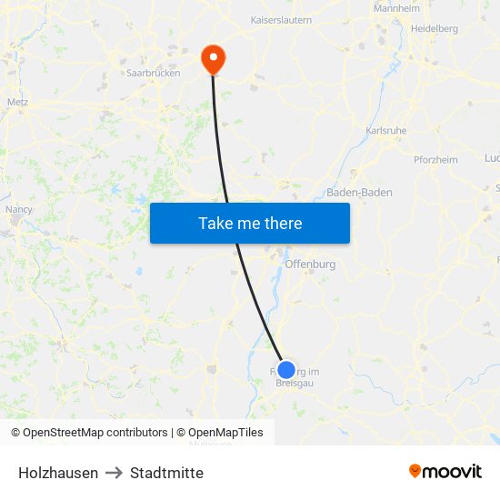 Holzhausen to Stadtmitte map