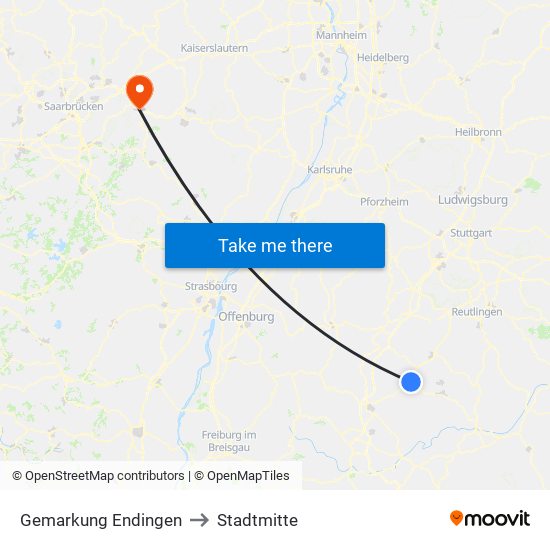 Gemarkung Endingen to Stadtmitte map