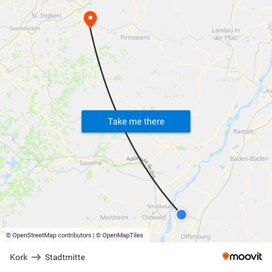 Kork to Stadtmitte map