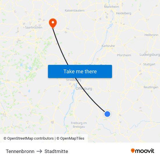 Tennenbronn to Stadtmitte map