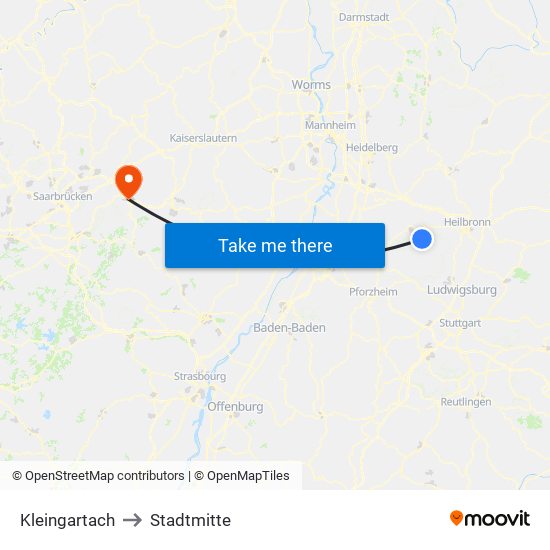 Kleingartach to Stadtmitte map