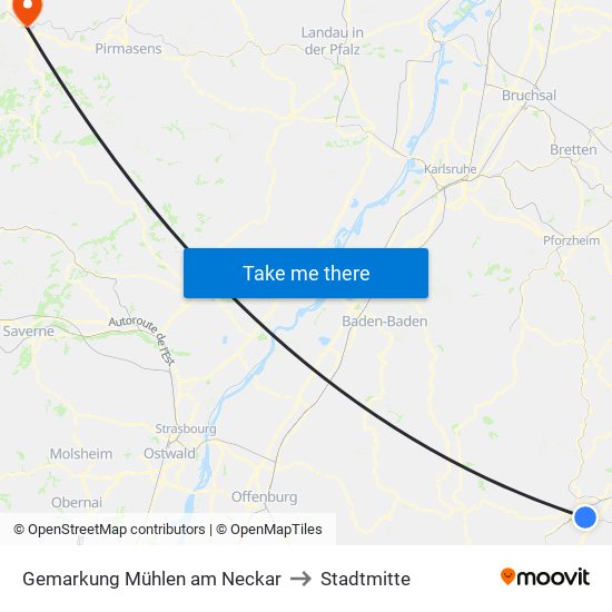 Gemarkung Mühlen am Neckar to Stadtmitte map