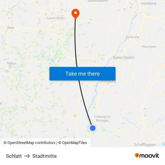 Schlatt to Stadtmitte map