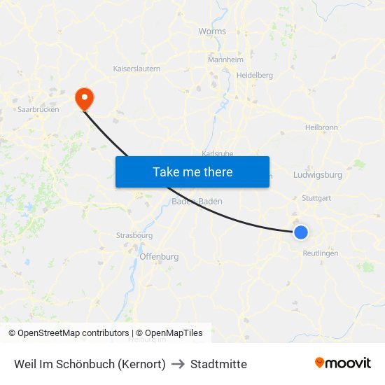 Weil Im Schönbuch (Kernort) to Stadtmitte map