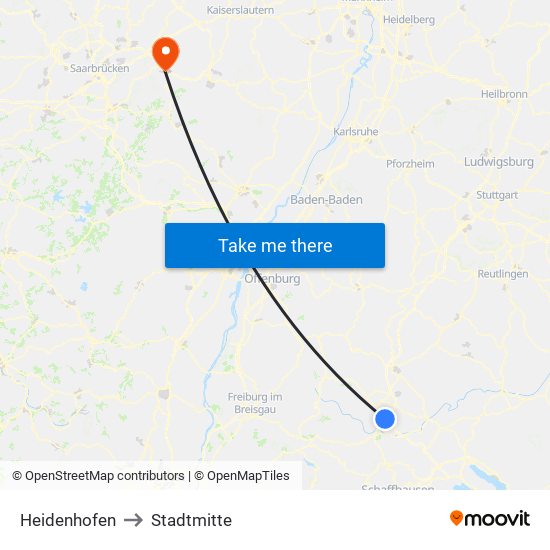 Heidenhofen to Stadtmitte map