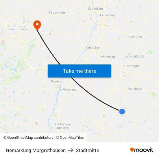 Gemarkung Margrethausen to Stadtmitte map