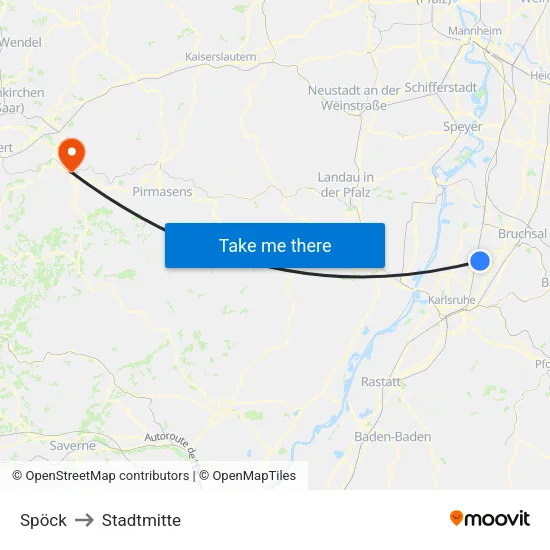 Spöck to Stadtmitte map