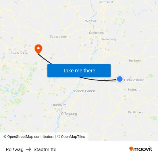 Roßwag to Stadtmitte map