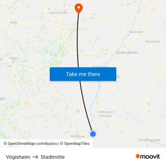 Vögisheim to Stadtmitte map