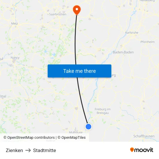 Zienken to Stadtmitte map