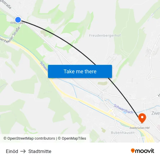 Einöd to Stadtmitte map