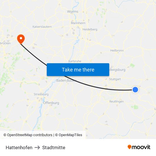 Hattenhofen to Stadtmitte map